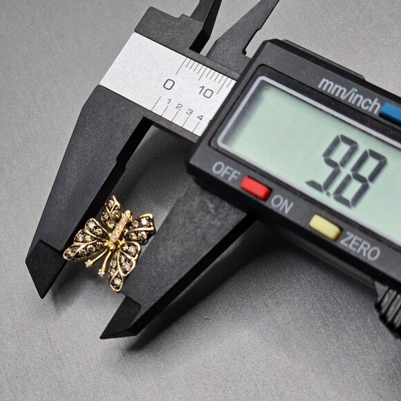 EFFY Nature 14k Gold Butterfly Pendant .38 TCW Espresso & White Diamond 5/8" - Picture 11 of 16